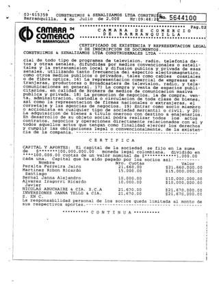Construsenales Shareholder Records (2000)