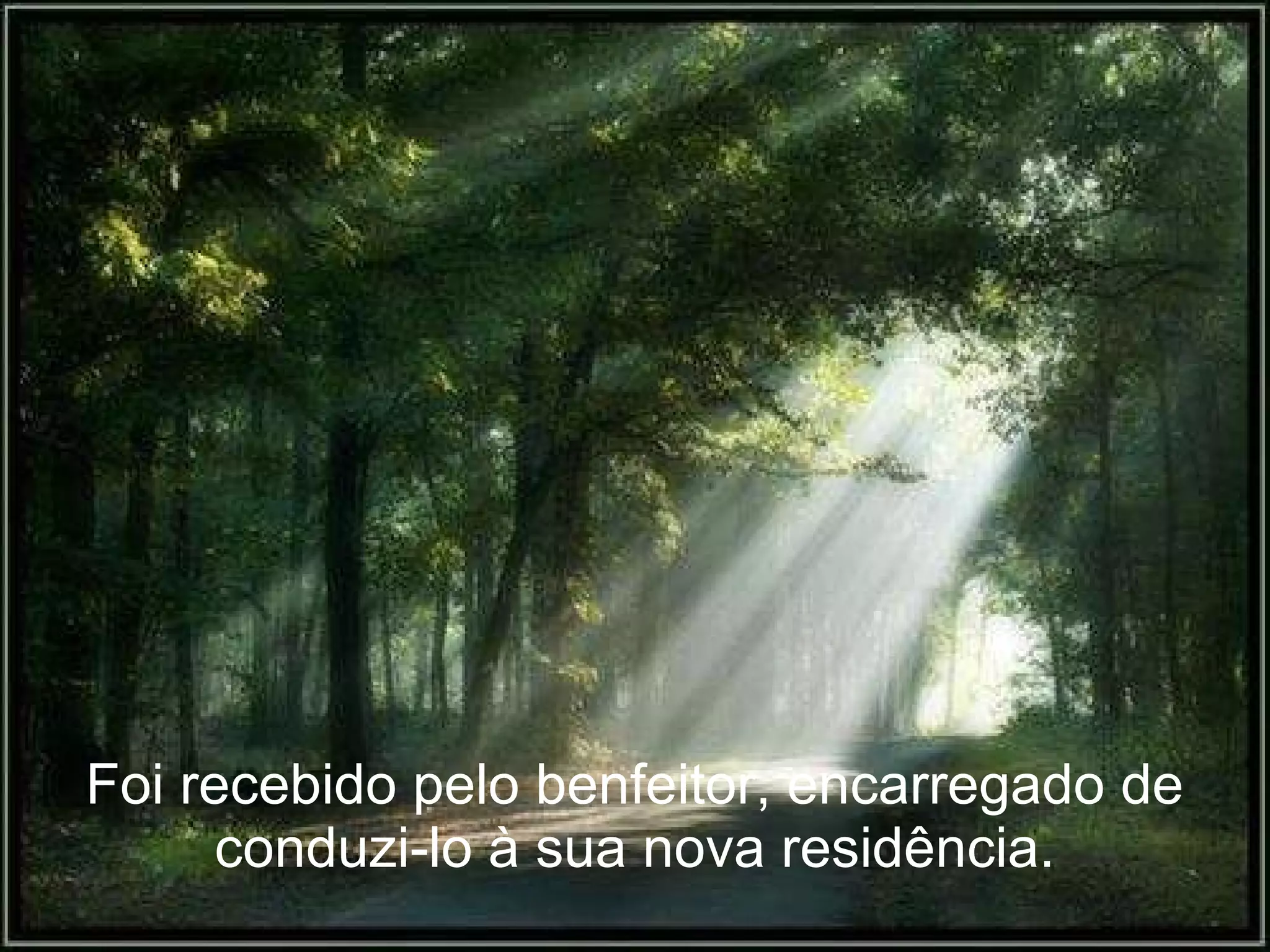 Foi recebido pelo benfeitor, encarregado de conduzi-lo à sua nova residência. 