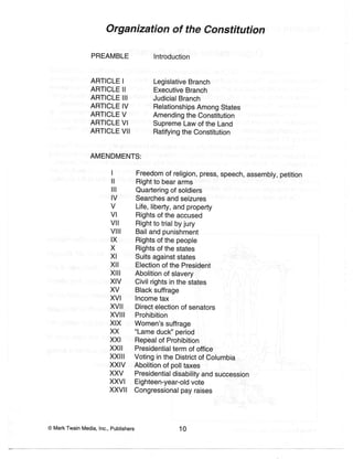 Constitution Worksheets