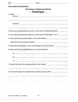 Constitution Worksheets