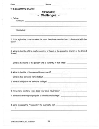 Constitution Worksheets