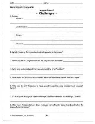 Constitution Worksheets