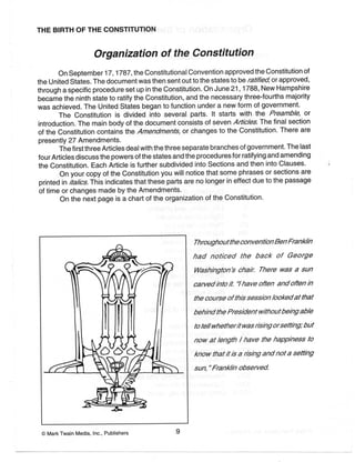 Constitution Worksheets