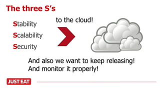 The three S’s
Stability
Scalability
Security
And also we want to keep releasing!
And monitor it properly!
to the cloud!
 