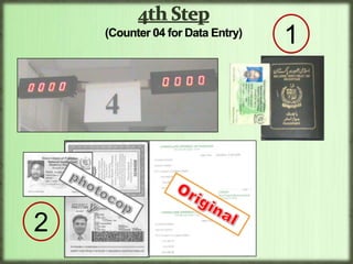 3rd Step(Counter 03 for Photo Session)Come with token when display your token number(Please be ready before 1 or 2 person and close with counter)RequirementsDont give anything moreShow your token and nameProcessSit in front of Camera without Glasses and Cap