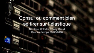 Consul ou comment bien
se tirer sur l’élastique
Nicolas / @nledez / Cozy Cloud

Rennes devops 20/03/2018
 