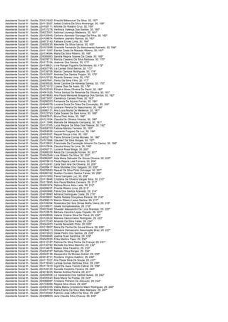 Assistente Social III -   Saúde; 224131920; Priscilla Bittencourt Da Silva; 30; 157º
Assistente Social III -   Saúde; 224112057; Isabel Cristina Da Silva Alvarenga; 30; 158º
Assistente Social III -   Saúde; 224105111; Mônika Do Rosário Cruz; 30; 159º
Assistente Social III -   Saúde; 224131278; Verônica Valença Dos Santos; 30; 160º
Assistente Social III -   Saúde; 224023301; Sabrina Lourenço Medeiros; 30; 161º
Assistente Social III -   Saúde; 224120945; Carliane Azevedo Gonzaga Da Silva; 30; 162º
Assistente Social III -   Saúde; 224109674; Rosilene Leandro Ramos; 30; 163º
Assistente Social III -   Saúde; 224073142; Fabiana Ennes Lima; 30; 164º
Assistente Social III -   Saúde; 224050535; Mechelle Da Silva Garcia; 30; 165º
Assistente Social III -   Saúde; 224101898; Gracielle Fernanda Do Nascimento Azeredo; 30; 166º
Assistente Social III -   Saúde; 224111097; Elenita Costa De Macedo Ribeiro; 30; 167º
Assistente Social III -   Saúde; 224134084; Marta Da Silva Ribeiro; 30; 168º
Assistente Social III -   Saúde; 224009063; Sandra Regina Soares Da Costa; 30; 169º
Assistente Social III -   Saúde; 224078713; Marilza Caetano Da Silva Barboza; 30; 170º
Assistente Social III -   Saúde; 224117104; Josemar Dos Santos; 30; 171º
Assistente Social III -   Saúde; 224138821; Lívia Rangel Figueira De Moraes; 30; 172º
Assistente Social III -   Saúde; 224007785; Lia Canejo Diniz Barros; 30; 173º
Assistente Social III -   Saúde; 224134706; Marcia Campos Rodrigues; 30; 174º
Assistente Social III -   Saúde; 224103007; Andreia Dos Santos Puppin; 30; 175º
Assistente Social III -   Saúde; 224123722; Ricardo Soares Lima; 30; 176º
Assistente Social III -   Saúde; 224007691; Pedro Da Silva Filho; 30; 177º
Assistente Social III -   Saúde; 224036526; Anne Caroline De Almeida Santos; 30; 178º
Assistente Social III -   Saúde; 224121012; Liziene Dias De Assis; 30; 179º
Assistente Social III -   Saúde; 224102330; Ednalva Alves Oliveira De Paulo; 30; 180º
Assistente Social III -   Saúde; 224081525; Telma Santos De Resende De Oliveira; 30; 181º
Assistente Social III -   Saúde; 224078680; Ana Paula Menezes Bragança Dos Santos; 30; 182º
Assistente Social III -   Saúde; 224073057; Clemêncio Camelo Pires; 30; 183º
Assistente Social III -   Saúde; 224056320; Fernanda De Aquino Ferraz; 30; 184º
Assistente Social III -   Saúde; 224046079; Luciana Doria De Góes Da Conceição; 30; 185º
Assistente Social III -   Saúde; 224041372; Leidiane Pereira Do Nascimento; 30; 186º
Assistente Social III -   Saúde; 224080131; Ana Lucia Murta De Medeiros; 30; 187º
Assistente Social III -   Saúde; 224123793; Catia Soares De Sant Anna; 30; 188º
Assistente Social III -   Saúde; 224087631; Bruna Dias Alves; 30; 189º
Assistente Social III -   Saúde; 224121024; Claudia De Oliveira Vicente; 30; 190º
Assistente Social III -   Saúde; 224111996; Marcela De Mesquita Campana; 30; 191º
Assistente Social III -   Saúde; 224137355; Lucia Regina Da Silva Dos Passos; 30; 192º
Assistente Social III -   Saúde; 224004703; Fabiola Martins Ferreira; 30; 193º
Assistente Social III -   Saúde; 224054536; Leonardo Fragoso Da Luz; 30; 194º
Assistente Social III -   Saúde; 224053327; Raquel Souza Lima; 30; 195º
Assistente Social III -   Saúde; 224052776; Flavia Simone Correa Moraes; 30; 196º
Assistente Social III -   Saúde; 224101864; Glaubert Da Silva Borges; 30; 197º
Assistente Social III -   Saúde; 224132601; Francinete Da Conceição Amorim Do Carmo; 30; 198º
Assistente Social III -   Saúde; 224107834; Claudia Alves De Lima; 30; 199º
Assistente Social III -   Saúde; 224052771; Luciana Rosa Braga; 30; 200º
Assistente Social III -   Saúde; 224066339; Keiza Da Conceição Nunes; 30; 201º
Assistente Social III -   Saúde; 224042549; Lívia Ribeiro Da Silva; 30; 202º
Assistente Social III -   Saúde; 224080567; Alda Maria Salvador De Souza Oliveira; 30; 203º
Assistente Social III -   Saúde; 224078613; Paula Rejane Leal Ferreira; 30; 204º
Assistente Social III -   Saúde; 224102491; Carla Sant Ana De Oliveira; 30; 205º
Assistente Social III -   Saúde; 224006417; Aline Michelle Diniz Salgado; 30; 206º
Assistente Social III -   Saúde; 224039583; Raquel Da Silva Pinto Gonzaga; 30; 207º
Assistente Social III -   Saúde; 224080162; Suellen Cordeiro Santos Farias; 30; 208º
Assistente Social III -   Saúde; 224101950; Flavia Campelo Luz; 30; 209º
Assistente Social III -   Saúde; 224119948; Cristiane De Oliveira Vargas Silva; 30; 210º
Assistente Social III -   Saúde; 224113895; Ana Paula Martins Cerveira; 29; 211º
Assistente Social III -   Saúde; 224091874; Débora Muniz Atico Leite; 29; 212º
Assistente Social III -   Saúde; 224058237; Priscila Ribeiro Lima; 29; 213º
Assistente Social III -   Saúde; 224000866; Flávia Dos Santos Azevedo; 29; 214º
Assistente Social III -   Saúde; 224018990; Adriana Domingues Costa; 29; 215º
Assistente Social III -   Saúde; 224039651; Nabila Natalia Gonçalves Pereira; 29; 216º
Assistente Social III -   Saúde; 224089313; Marcia Ribeiro Lessa Santos; 29; 217º
Assistente Social III -   Saúde; 224109354; Rossicleia Da Hora Simas Mafra Vieira; 29; 218º
Assistente Social III -   Saúde; 224106871; Gisele Gonçalvessilva; 29; 219º
Assistente Social III -   Saúde; 224033049; Silvester Alessandro De Luna Brandao; 29; 220º
Assistente Social III -   Saúde; 224122675; Bárbara Carolina Lopes Copello; 29; 221º
Assistente Social III -   Saúde; 224028556; Valeria Cristina Silva De Paiva; 29; 222º
Assistente Social III -   Saúde; 224122422; Mariana Vasconcelos Rodrigues; 29; 223º
Assistente Social III -   Saúde; 224137240; Amanda Da Silva Fares; 29; 224º
Assistente Social III -   Saúde; 224042403; Camila Benedetti Pinto; 29; 225º
Assistente Social III -   Saúde; 224115957; Maria Da Penha De Souza Moura; 29; 226º
Assistente Social III -   Saúde; 224064213; Gilceane Damasceno Assumpção Braz; 29; 227º
Assistente Social III -   Saúde; 224072923; Deise Pedro Dos Santos; 29; 228º
Assistente Social III -   Saúde; 224056995; Joelma Sueli Sardinha; 29; 229º
Assistente Social III -   Saúde; 224042220; Érika Martins Paes; 29; 230º
Assistente Social III -   Saúde; 224110187; Patricia Da Silva Penha De França; 29; 231º
Assistente Social III -   Saúde; 224130782; Michelle Da Silva Marinho; 29; 232º
Assistente Social III -   Saúde; 224134676; Maiara Silva Faustino; 29; 233º
Assistente Social III -   Saúde; 224054787; Nathalia Silva Borges; 29; 234º
Assistente Social III -   Saúde; 224022136; Alessandra De Moraes Kohler; 29; 235º
Assistente Social III -   Saúde; 224014731; Rosilene Virginia Galdino; 29; 236º
Assistente Social III -   Saúde; 224117027; Ana Paula Silva De Souza; 29; 237º
Assistente Social III -   Saúde; 224116340; Larissa Gomes Barbosa Silva; 29; 238º
Assistente Social III -   Saúde; 224111610; Ingrid De Assis Camilo Cabral; 29; 239º
Assistente Social III -   Saúde; 224122120; Danielle Coutinho Pereira; 29; 240º
Assistente Social III -   Saúde; 224019335; Marisa Andrea Pereira; 29; 241º
Assistente Social III -   Saúde; 224026506; Liz Venerando Dos Santos Nunes; 29; 242º
Assistente Social III -   Saúde; 224020040; Keila Maria De Freitas; 29; 243º
Assistente Social III -   Saúde; 224066987; Cristiane Pinheiro De Azevedo; 29; 244º
Assistente Social III -   Saúde; 224104986; Rejane Silva Alves; 29; 245º
Assistente Social III -   Saúde; 224063355; Vládia Matos Crisóstomo Macri Rodrigues; 29; 246º
Assistente Social III -   Saúde; 224007159; Maria Elaine Da Silva Melo Marques; 29; 247º
Assistente Social III -   Saúde; 224120362; Fabrício José Giffoni Da Silva; 29; 248º
Assistente Social III -   Saúde; 224086830; Jane Claudia Silva Chaves; 29; 249º
 