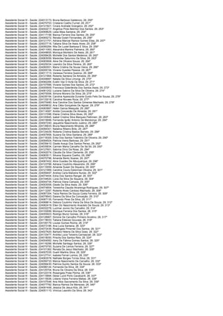 Assistente Social III -   Saúde; 224013173; Bruna Barboza Galdencio; 29; 250º
Assistente Social III -   Saúde; 224070753; Cristiane Coelho Furriel; 29; 251º
Assistente Social III -   Saúde; 224121821; Cinara Andrade Grangeiro; 29; 252º
Assistente Social III -   Saúde; 224042217; Angelica Pires Belchior Dos Santos; 29; 253º
Assistente Social III -   Saúde; 224069629; Laisa Maia Santana; 29; 254º
Assistente Social III -   Saúde; 224117156; Bianca Ferreira Dos Santos; 29; 255º
Assistente Social III -   Saúde; 224065272; Renata Golart Fernandes; 29; 256º
Assistente Social III -   Saúde; 224121751; Adriana Marcial Ramos Gomes Elias; 29; 257º
Assistente Social III -   Saúde; 224037716; Tatiana Silva De Assis Alves; 29; 258º
Assistente Social III -   Saúde; 224090284; Rita De Luziet Barbosa E Silva; 29; 259º
Assistente Social III -   Saúde; 224011063; Alexandra Martins Palmeira; 29; 260º
Assistente Social III -   Saúde; 224049655; Monique Monteiro De Assis; 29; 261º
Assistente Social III -   Saúde; 224058426; Michelle Dos Santos Medeiros; 29; 262º
Assistente Social III -   Saúde; 224063059; Marenilse Saturnino Da Silva; 29; 263º
Assistente Social III -   Saúde; 224083908; Aline De Oliveira Souza; 29; 264º
Assistente Social III -   Saúde; 224025034; Leandro Da Silva Pereira; 29; 265º
Assistente Social III -   Saúde; 224060551; Maria Cristina De Sousa Vieira; 29; 266º
Assistente Social III -   Saúde; 224009154; Viviane Guedes Pessoa; 29; 267º
Assistente Social III -   Saúde; 224011713; Vanessa Ferreira Queiroz; 29; 268º
Assistente Social III -   Saúde; 224121864; Roberta Santana De Almeida; 29; 269º
Assistente Social III -   Saúde; 224048887; Natalia Da Silva Limongi; 29; 270º
Assistente Social III -   Saúde; 224082284; Evelin Vaz D Avila Da Silva; 29; 271º
Assistente Social III -   Saúde; 224107566; Viviane Gomes Dos Santos; 29; 272º
Assistente Social III -   Saúde; 224005909; Francisca Giderlândia Dos Santos Assis; 29; 273º
Assistente Social III -   Saúde; 224061252; Luciana Sabino Da Silva De Oliveira; 29; 274º
Assistente Social III -   Saúde; 224070006; Simone Moreno Da Silva; 29; 275º
Assistente Social III -   Saúde; 224039194; Carolina Aparecida Durante Guido Felix De Sousa; 29; 276º
Assistente Social III -   Saúde; 224133018; Carolina Novaes Roza; 29; 277º
Assistente Social III -   Saúde; 224070480; Ana Caroline Dos Santos Gimenes Machado; 29; 278º
Assistente Social III -   Saúde; 224009632; Ana Cléia Gonçalves De Aguiar; 29; 279º
Assistente Social III -   Saúde; 224083887; Helen Garcia Mesquita; 29; 280º
Assistente Social III -   Saúde; 224114587; Anilda Conceicão De Almeida; 29; 281º
Assistente Social III -   Saúde; 224131096; Elaine Cristina Silva Alves; 29; 282º
Assistente Social III -   Saúde; 224100945; Isabel Cristina Silva Marques Paltrinieri; 29; 283º
Assistente Social III -   Saúde; 224016688; Fernanda Ignêz Antonio De Mendonça; 29; 284º
Assistente Social III -   Saúde; 224007240; Jaqueline Nascimento Justino; 29; 285º
Assistente Social III -   Saúde; 224135633; Bruna Nascimento Miranda; 29; 286º
Assistente Social III -   Saúde; 224094341; Natalina Ribeiro Brito; 29; 287º
Assistente Social III -   Saúde; 224124429; Roberta Cristina Bastos Barreto; 29; 288º
Assistente Social III -   Saúde; 224007858; Suzana Da Silva Santana; 29; 289º
Assistente Social III -   Saúde; 224118305; Erika Dos Santos Tolentino De Oliveira; 29; 290º
Assistente Social III -   Saúde; 224094924; Patricia Vieira Barbosa; 29; 291º
Assistente Social III -   Saúde; 224039410; Gisele Araujo Dos Santos Penso; 29; 292º
Assistente Social III -   Saúde; 224035834; Carmen Maria Carvalho De Sá Só; 29; 293º
Assistente Social III -   Saúde; 224127601; Sabrina Diniz Da Rosa; 29; 294º
Assistente Social III -   Saúde; 224042074; Claudia Da Silva Clemente; 29; 295º
Assistente Social III -   Saúde; 224083511; Silvana Siqueira Coelho; 29; 296º
Assistente Social III -   Saúde; 224070796; Amanda Bento Soares; 29; 297º
Assistente Social III -   Saúde; 224067402; Aline Guedes De Albuquerque; 29; 298º
Assistente Social III -   Saúde; 224123788; Adriana Coutinho Alexandre; 29; 299º
Assistente Social III -   Saúde; 224110559; Amanda Susan De Siqueira; 29; 300º
Assistente Social III -   Saúde; 224121969; Carolina Coura Dykerman Oliveira; 29; 301º
Assistente Social III -   Saúde; 224059497; Andrea Carla Malveira Nunes; 29; 302º
Assistente Social III -   Saúde; 224074404; Edna Dos Santos Rangel; 29; 303º
Assistente Social III -   Saúde; 224104620; Lúcia Da Silva De Siqueira; 29; 304º
Assistente Social III -   Saúde; 224044744; Patricia Viana Campos; 29; 305º
Assistente Social III -   Saúde; 224003058; Gisele Da Silva Assis; 29; 306º
Assistente Social III -   Saúde; 224074804; Teresinha Claudia Alvarenga Rodrigues; 29; 307º
Assistente Social III -   Saúde; 224112287; Roberta Alves Cardoso Machado; 29; 308º
Assistente Social III -   Saúde; 224087354; Taiza Ramos De Souza Costa Ferreira; 29; 309º
Assistente Social III -   Saúde; 224078943; Daiana Da Silva Da Conceição; 29; 310º
Assistente Social III -   Saúde; 224067135; Fernando Pires Da Silva; 29; 311º
Assistente Social III -   Saúde; 224068814; Debora Coutinho Viana Da Silva De Souza; 29; 312º
Assistente Social III -   Saúde; 224062419; Ellen Do Nascimento Anacleto De Souza; 29; 313º
Assistente Social III -   Saúde; 224032278; Lucimar Jovino De Carvalho; 29; 314º
Assistente Social III -   Saúde; 224102699; Monique Ferreira Dos Santos; 28; 315º
Assistente Social III -   Saúde; 224055923; Rodrigo Muniz Gomes; 28; 316º
Assistente Social III -   Saúde; 224128967; Simone De Carvalho Pinheiro Arcelino; 28; 317º
Assistente Social III -   Saúde; 224118033; Tatiana Esteves Gouveia; 28; 318º
Assistente Social III -   Saúde; 224109179; Louise Gomes Rocha; 28; 319º
Assistente Social III -   Saúde; 224073186; Ana Lucia Santana; 28; 320º
Assistente Social III -   Saúde; 224072436; Rosângela Pimentel Dos Santos; 28; 321º
Assistente Social III -   Saúde; 224027820; Barbara Helena Da Silva Goes; 28; 322º
Assistente Social III -   Saúde; 224133477; Andréa Lúcia Teixeira Carnasciali; 28; 323º
Assistente Social III -   Saúde; 224018050; Priscila Dos Santos Reis; 28; 324º
Assistente Social III -   Saúde; 224004582; Ireny De Fátima Gomes Santos; 28; 325º
Assistente Social III -   Saúde; 224116288; Michelle Santiago Santos; 28; 326º
Assistente Social III -   Saúde; 224075700; Suzana De Lemos Ferreira; 28; 327º
Assistente Social III -   Saúde; 224101362; Renata De Jesuz Machado; 28; 328º
Assistente Social III -   Saúde; 224007035; Guelri Martins Silva; 28; 329º
Assistente Social III -   Saúde; 224127741; Isabela Ferrari Lemos; 28; 330º
Assistente Social III -   Saúde; 224083578; Nathalie Borges Torres Silva; 28; 331º
Assistente Social III -   Saúde; 224056733; Marcia Nascimento De Carvalho; 28; 332º
Assistente Social III -   Saúde; 224056430; Patrícia Quinto Santos De Souza; 28; 333º
Assistente Social III -   Saúde; 224096144; Fernanda Da Silva; 28; 334º
Assistente Social III -   Saúde; 224125704; Bruna De Oliveira Da Silva; 28; 335º
Assistente Social III -   Saúde; 224122316; Rosangela Prata Penha; 28; 336º
Assistente Social III -   Saúde; 224110664; Deise Lucid Porto Cavalcanti; 28; 337º
Assistente Social III -   Saúde; 224115936; Lidiane Viana Ferreira Matias; 28; 338º
Assistente Social III -   Saúde; 224107546; Ana Alice Sacramento Da Silva; 28; 339º
Assistente Social III -   Saúde; 224077782; Bianca Ramos De Menezes; 28; 340º
Assistente Social III -   Saúde; 224091408; Jessica De Jesus Kós; 28; 341º
Assistente Social III -   Saúde; 224051110; Vinicius Leandro Da Silva; 28; 342º
 