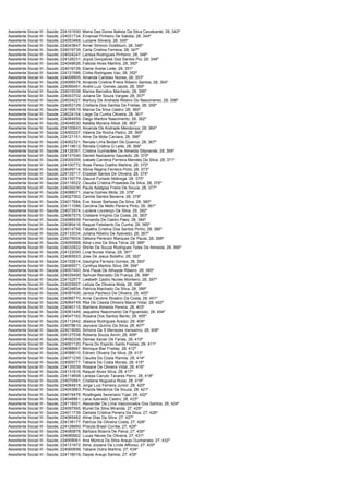 Assistente Social III -   Saúde; 224101930; Maria Das Dores Batista Da Silva Cavalcante; 28; 343º
Assistente Social III -   Saúde; 224031734; Emanoel Pinheiro De Sabóia; 28; 344º
Assistente Social III -   Saúde; 224053468; Luciane Silveira; 28; 345º
Assistente Social III -   Saúde; 224043847; Avner Shimon Goldblum; 28; 346º
Assistente Social III -   Saúde; 224016735; Carla Cristina Ferreira; 28; 347º
Assistente Social III -   Saúde; 224024247; Larissa Rodrigues Pinheiro; 28; 348º
Assistente Social III -   Saúde; 224126231; Joyce Gonçalves Dos Santos Pio; 28; 349º
Assistente Social III -   Saúde; 224049626; Fabiola Alves Martins; 28; 350º
Assistente Social III -   Saúde; 224016726; Elaine Avelar Leite; 28; 351º
Assistente Social III -   Saúde; 224121586; Cíntia Rodrigues Vaz; 28; 352º
Assistente Social III -   Saúde; 224008905; Amanda Cardoso Nunes; 28; 353º
Assistente Social III -   Saúde; 224066578; Amanda Cristine Freire Ribeiro Santos; 28; 354º
Assistente Social III -   Saúde; 224095491; Andre Luiz Gomes Jacob; 28; 355º
Assistente Social III -   Saúde; 224019338; Marisa Barcellos Machado; 28; 356º
Assistente Social III -   Saúde; 224043702; Juliana De Souza Vargas; 28; 357º
Assistente Social III -   Saúde; 224034227; Marlucy De Andrade Ribeiro Do Nascimento; 28; 358º
Assistente Social III -   Saúde; 224053129; Cristiane Dos Santos De Freitas; 28; 359º
Assistente Social III -   Saúde; 224109519; Marcia Da Silva Castro; 28; 360º
Assistente Social III -   Saúde; 224024154; Liege Da Cunha Oliveira; 28; 361º
Assistente Social III -   Saúde; 224064959; Diego Martins Nascimento; 28; 362º
Assistente Social III -   Saúde; 224046530; Natália Moreira Altoé; 28; 363º
Assistente Social III -   Saúde; 224100643; Amanda De Andrade Mendonça; 28; 364º
Assistente Social III -   Saúde; 224000257; Valeria Da Rocha Pedro; 28; 365º
Assistente Social III -   Saúde; 224121151; Aline Da Mota Camara; 28; 366º
Assistente Social III -   Saúde; 224002321; Renata Lima Bodart De Queiroz; 28; 367º
Assistente Social III -   Saúde; 224118612; Renata Cristina G Leite; 28; 368º
Assistente Social III -   Saúde; 224126391; Cristina Guimarães De Almeida Siliprande; 28; 369º
Assistente Social III -   Saúde; 224131540; Danieli Naziazeno Saucedo; 28; 370º
Assistente Social III -   Saúde; 224009359; Izabele Carolina Ferreira Mendes Da Silva; 28; 371º
Assistente Social III -   Saúde; 224100772; Rose Perez Coelho Martins; 28; 372º
Assistente Social III -   Saúde; 224049714; Sônia Regina Ferreira Pinto; 28; 373º
Assistente Social III -   Saúde; 224135717; Elizabet Santos De Oliveira; 28; 374º
Assistente Social III -   Saúde; 224135779; Glauce Furtado Nóbrega; 28; 375º
Assistente Social III -   Saúde; 224118522; Claudia Cristina Praxedes Da Silva; 28; 376º
Assistente Social III -   Saúde; 224030230; Paula Adalgisa Freire De Souza; 28; 377º
Assistente Social III -   Saúde; 224088071; Joana Gomes Mota; 28; 378º
Assistente Social III -   Saúde; 224027562; Camila Santos Bezerra; 28; 379º
Assistente Social III -   Saúde; 224017884; Eva Xavier Barbosa Da Silva; 28; 380º
Assistente Social III -   Saúde; 224111086; Carolina De Mello Pereira Pinto; 28; 381º
Assistente Social III -   Saúde; 224072974; Luciene Lourenço Da Silva; 28; 382º
Assistente Social III -   Saúde; 224067575; Cristiane Virginio Da Costa; 28; 383º
Assistente Social III -   Saúde; 224086939; Fernanda De Castro Paes; 28; 384º
Assistente Social III -   Saúde; 224080416; Raquel Felisberto Da Cunha; 28; 385º
Assistente Social III -   Saúde; 224014758; Tabatha Cristina Dos Santos Pinho; 28; 386º
Assistente Social III -   Saúde; 224133034; Juliana Ribeiro De Azevedo; 28; 387º
Assistente Social III -   Saúde; 224076934; Débora Perenzin Marques De Paula; 28; 388º
Assistente Social III -   Saúde; 224095968; Aline Lima Da Silva Terra; 28; 389º
Assistente Social III -   Saúde; 224032822; Shirlei De Souza Rodrigues Teles De Almeida; 28; 390º
Assistente Social III -   Saúde; 224122050; Lívia Nunes Viana; 28; 391º
Assistente Social III -   Saúde; 224069503; Jose De Jesus Botelho; 28; 392º
Assistente Social III -   Saúde; 224102814; Georgina Ferreira Gomes; 28; 393º
Assistente Social III -   Saúde; 224095571; Cynthya Martins Silva; 28; 394º
Assistente Social III -   Saúde; 224007493; Ana Paula De Athayde Ribeiro; 28; 395º
Assistente Social III -   Saúde; 224035400; Samuel Reinaldo De França; 28; 396º
Assistente Social III -   Saúde; 224102577; Liesbeth Castro Nunes Monteiro; 28; 397º
Assistente Social III -   Saúde; 224025657; Letizia De Oliveira Mota; 28; 398º
Assistente Social III -   Saúde; 224034834; Patricia Machado Da Silva; 28; 399º
Assistente Social III -   Saúde; 224087400; Janice Pacheco De Oliveira; 28; 400º
Assistente Social III -   Saúde; 224066770; Anne Caroline Rosário Da Costa; 28; 401º
Assistente Social III -   Saúde; 224064749; Rita De Cassia Oliveira Maciel Vidal; 28; 402º
Assistente Social III -   Saúde; 224040115; Marilene Almeida Pereira; 28; 403º
Assistente Social III -   Saúde; 224061449; Jaqueline Nascimento De Figueiredo; 28; 404º
Assistente Social III -   Saúde; 224047162; Rosana Dos Santos Bento; 28; 405º
Assistente Social III -   Saúde; 224112442; Jéssica Rodrigues Araújo; 28; 406º
Assistente Social III -   Saúde; 224078610; Jayvane Quirino Da Silva; 28; 407º
Assistente Social III -   Saúde; 224019080; Simone Da S Menezes Verissimo; 28; 408º
Assistente Social III -   Saúde; 224127538; Roberta Souza Alvim; 28; 409º
Assistente Social III -   Saúde; 224050338; Denise Xavier De Farias; 28; 410º
Assistente Social III -   Saúde; 224001120; Flavia Do Espirito Santo Freitas; 28; 411º
Assistente Social III -   Saúde; 224068967; Monique Bier Freitas; 28; 412º
Assistente Social III -   Saúde; 224088010; Edirani Oliveira Da Silva; 28; 413º
Assistente Social III -   Saúde; 224071235; Claudia Da Costa Ramos; 28; 414º
Assistente Social III -   Saúde; 224005777; Tatiane Da Costa Morais; 28; 415º
Assistente Social III -   Saúde; 224135539; Rosane De Oliveira Vidal; 28; 416º
Assistente Social III -   Saúde; 224131816; Raquel Alves Silva; 28; 417º
Assistente Social III -   Saúde; 224114658; Larissa Canuto Tavares Perro; 28; 418º
Assistente Social III -   Saúde; 224070581; Cristiane Nogueira Rosa; 28; 419º
Assistente Social III -   Saúde; 224094818; Jorge Luiz Ferreira Junior; 28; 420º
Assistente Social III -   Saúde; 224043883; Priscila Medeiros De Souza; 28; 421º
Assistente Social III -   Saúde; 224016478; Rosângela Severiano Tojal; 28; 422º
Assistente Social III -   Saúde; 224048881; Lana Azevedo Castro; 28; 423º
Assistente Social III -   Saúde; 224118501; Alexander De Lima Vasconcelos Dos Santos; 28; 424º
Assistente Social III -   Saúde; 224097565; Muriel Da Silva Miranda; 27; 425º
Assistente Social III -   Saúde; 224011739; Daniela Cristina Pereira Da Silva; 27; 426º
Assistente Social III -   Saúde; 224065462; Aline Dias Da Silva; 27; 427º
Assistente Social III -   Saúde; 224138177; Patricia De Oliveira Costa; 27; 428º
Assistente Social III -   Saúde; 224126660; Priscila Brasil Corrêa; 27; 429º
Assistente Social III -   Saúde; 224080878; Bárbara Bizerra De Paiva; 27; 430º
Assistente Social III -   Saúde; 224080902; Lucas Neves De Oliveira; 27; 431º
Assistente Social III -   Saúde; 224008061; Ana Monica Da Silva Araujo Guimaraes; 27; 432º
Assistente Social III -   Saúde; 224131972; Aline Josiane De Linde Affonso; 27; 433º
Assistente Social III -   Saúde; 224060699; Tatiane Dutra Martins; 27; 434º
Assistente Social III -   Saúde; 224118019; Dayse Araujo Santos; 27; 435º
 