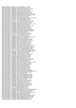 Auxiliar Administrativo III; 224001121; Ivana Carvalho Martins; 26; 3236º
Auxiliar Administrativo III; 224058383; Andreza Tobias De Jesus; 26; 3237º
Auxiliar Administrativo III; 224073090; Angelica De Souza Fernandes; 26; 3238º
Auxiliar Administrativo III; 224083042; Erick Cezar Da Costa Silva; 26; 3239º
Auxiliar Administrativo III; 224097737; Thayane Da Silva Costa; 26; 3240º
Auxiliar Administrativo III; 224069065; Ricardo Alberto Monteiro Alves; 26; 3241º
Auxiliar Administrativo III; 224081407; Guilherme Ignacio De Oliveira; 26; 3242º
Auxiliar Administrativo III; 224027203; Wanderson Ricardo De Oliveira Dias; 26; 3243º
Auxiliar Administrativo III; 224021702; Wendel Gonçalves De Souza Pereira; 26; 3244º
Auxiliar Administrativo III; 224070964; Tayane Da Silva Mattos; 26; 3245º
Auxiliar Administrativo III; 224016535; Ilma Carneiro Lima; 26; 3246º
Auxiliar Administrativo III; 224083807; Eridan Mariano Belarmino Dos Santos; 26; 3247º
Auxiliar Administrativo III; 224033106; Daniel Viana Dos Santos; 26; 3248º
Auxiliar Administrativo III; 224137730; Liliane Cristina Baptista; 26; 3249º
Auxiliar Administrativo III; 224110644; Leandro Dos Santos Silva Gomes; 26; 3250º
Auxiliar Administrativo III; 224124711; Ana Caroline Silva Dos Santos; 26; 3251º
Auxiliar Administrativo III; 224050656; Thiago Dos Anjos Trindade; 26; 3252º
Auxiliar Administrativo III; 224028468; Raphael Oliveira Campanha Da Silva; 26; 3253º
Auxiliar Administrativo III; 224016526; Juliana Alves Cordeiro; 26; 3254º
Auxiliar Administrativo III; 224109947; Jorgelita Pereira Da Silva Souza; 26; 3255º
Auxiliar Administrativo III; 224044536; Isa Shirley Carvalho Paiva; 26; 3256º
Auxiliar Administrativo III; 224032235; Aline De Souza Da Silva; 26; 3257º
Auxiliar Administrativo III; 224100898; Sonia Maria Barbosa Pereira; 26; 3258º
Auxiliar Administrativo III; 224024648; Camilla Macedo Rodrigues Aschoff; 26; 3259º
Auxiliar Administrativo III; 224018629; Leila Figueiredo Do Nascimento; 26; 3260º
Auxiliar Administrativo III; 224047646; Fabio Silas Freire; 26; 3261º
Auxiliar Administrativo III; 224077054; Caroline Fraga Balduino; 26; 3262º
Auxiliar Administrativo III; 224116141; Flavia De Souza Dos Santos; 26; 3263º
Auxiliar Administrativo III; 224116074; Elias Alves Fragoso; 26; 3264º
Auxiliar Administrativo III; 224036314; Andre Luiz Silva Santos; 26; 3265º
Auxiliar Administrativo III; 224066849; Marcus Vinícius Cardozo Dos Santos; 26; 3266º
Auxiliar Administrativo III; 224090074; Camila Bispo Cruz; 26; 3267º
Auxiliar Administrativo III; 224051314; Maria Das Graças Maia Manta; 26; 3268º
Auxiliar Administrativo III; 224049923; Sergio De Almeida Miranda; 26; 3269º
Auxiliar Administrativo III; 224101257; Marcos Lazaro Valente Pereira; 26; 3270º
Auxiliar Administrativo III; 224039235; Edjane Alves De Andrade; 26; 3271º
Auxiliar Administrativo III; 224048918; Elaine Cristina Da Silva Lima; 26; 3272º
Auxiliar Administrativo III; 224128928; Leandro Santos Lourena; 26; 3273º
Auxiliar Administrativo III; 224034548; Silvio Antonio Horta Do Nascimento; 26; 3274º
Auxiliar Administrativo III; 224021391; Camila Emerick Coelho Sousa; 26; 3275º
Auxiliar Administrativo III; 224005547; Gabriela De Almeida Pereira Barros; 26; 3276º
Auxiliar Administrativo III; 224024715; Gabriel De Oliveira Dias Dantas; 26; 3277º
Auxiliar Administrativo III; 224016127; Rosalva Dos Santos Bittencourt; 26; 3278º
Auxiliar Administrativo III; 224115113; Laura Da Conceição Santana Cardoso; 26; 3279º
Auxiliar Administrativo III; 224011996; Auta Monica Da Silva Vasconcelos; 26; 3280º
Auxiliar Administrativo III; 224089805; Fernanda Gomes Moura; 26; 3281º
Auxiliar Administrativo III; 224000084; Luciene Miguel Dutra; 26; 3282º
Auxiliar Administrativo III; 224009423; Luciane De Figueiredo Ribeiro; 26; 3283º
Auxiliar Administrativo III; 224103025; Luciana Floriano Marques; 26; 3284º
Auxiliar Administrativo III; 224028469; Estevan José Alves Nunes; 26; 3285º
Auxiliar Administrativo III; 224138629; Maria Cristina Da Silva; 26; 3286º
Auxiliar Administrativo III; 224102399; Elane Bazani Dos Santos; 26; 3287º
Auxiliar Administrativo III; 224056435; Alda Regina Monteiro De Barros; 26; 3288º
Auxiliar Administrativo III; 224087301; Ana Lucia Silva Rodrigues; 26; 3289º
Auxiliar Administrativo III; 224005452; Amaralina De Souza; 26; 3290º
Auxiliar Administrativo III; 224024830; Patrícia Da Conceição Vieira Da Silva; 26; 3291º
Auxiliar Administrativo III; 224025004; Eliane Coelho Dos Santos; 26; 3292º
Auxiliar Administrativo III; 224051653; Bruno De Souza Rodrigues; 26; 3293º
Auxiliar Administrativo III; 224006149; Silas De Carvalho Leal; 26; 3294º
Auxiliar Administrativo III; 224025298; Jeice Mary Campista; 26; 3295º
Auxiliar Administrativo III; 224059443; Crislaine Neves Da Silva; 26; 3296º
Auxiliar Administrativo III; 224034050; Beatriz Amaro Chaves; 26; 3297º
Auxiliar Administrativo III; 224072398; Gloria De Araujo Amorim; 26; 3298º
Auxiliar Administrativo III; 224060290; Lilian Maria Macedo Francisco; 26; 3299º
Auxiliar Administrativo III; 224093379; Rosemary Sá Freire Barreto Caminada; 26; 3300º
Auxiliar Administrativo III; 224095739; Ana Lucia Lima Vale Abreu; 26; 3301º
Auxiliar Administrativo III; 224061507; Claudia Oliveira; 26; 3302º
Auxiliar Administrativo III; 224095577; Regina Celia Martins Relvas; 26; 3303º
Auxiliar Administrativo III; 224104225; Allan Luiz De Almeida Moreira; 26; 3304º
Auxiliar Administrativo III; 224003060; Patricia Buarque De Oliveira; 26; 3305º
Auxiliar Administrativo III; 224089720; Isabel Cristina Ferreira Pereira; 26; 3306º
Auxiliar Administrativo III; 224132643; Anita Oliveira Ferreira Rosa; 26; 3307º
Auxiliar Administrativo III; 224058179; Débora Da Silva; 26; 3308º
Auxiliar Administrativo III; 224001587; Fernanda Souza Maia Araujo; 26; 3309º
Auxiliar Administrativo III; 224085048; Viviane Moreira Da Silva; 26; 3310º
Auxiliar Administrativo III; 224092158; Andre Ramos De Araujo; 26; 3311º
Auxiliar Administrativo III; 224015494; Guilherme Dos Santos Rosa; 26; 3312º
Auxiliar Administrativo III; 224056720; Tamires Dos Santos Costa; 26; 3313º
Auxiliar Administrativo III; 224087508; Deuzeleti Dos Santos Lopes; 26; 3314º
Auxiliar Administrativo III; 224076982; Sonia Maria Valentin; 26; 3315º
Auxiliar Administrativo III; 194; Luci Cantuares Rodrigues; 26; 3316º
Auxiliar Administrativo III; 224080248; Adriana Garcez Costa; 26; 3317º
Auxiliar Administrativo III; 224130715; Maria Solange Reis Cunha De Carvalho; 26; 3318º
Auxiliar Administrativo III; 224020749; Marco Antonio Bazon De Andrade; 26; 3319º
Auxiliar Administrativo III; 224053587; Marcia Cristina Ferreira Lima; 26; 3320º
Auxiliar Administrativo III; 224062221; Giovana Célia Costa Barbosa Da Silva; 26; 3321º
Auxiliar Administrativo III; 224048154; Lucas Alves De Souza; 26; 3322º
Auxiliar Administrativo III; 224052286; Marta Dos Santos Ribeiro; 26; 3323º
Auxiliar Administrativo III; 224038203; Michael Wallace Fernandes Baraho; 26; 3324º
Auxiliar Administrativo III; 224025209; Maria De Fátima Ramos Macedo; 26; 3325º
Auxiliar Administrativo III; 224055935; Simone Dias Nobre Dos Santos; 26; 3326º
Auxiliar Administrativo III; 224113927; Edjohnson Da Silva Ribeiro; 26; 3327º
Auxiliar Administrativo III; 224062784; Lindalva Paixão De Moraes; 26; 3328º
 