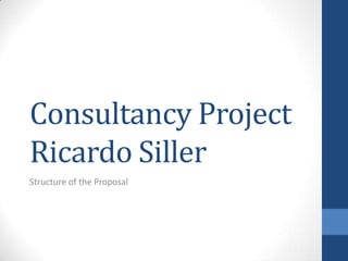 Consultancy Project
Ricardo Siller
Structure of the Proposal
 