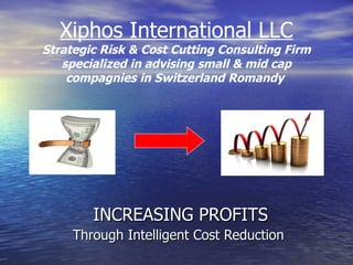 Xiphos International LLC
Strategic Risk & Cost Cutting Consulting Firm
   specialized in advising small & mid cap
    compagnies in Switzerland Romandy




        INCREASING PROFITS
     Through Intelligent Cost Reduction
 
