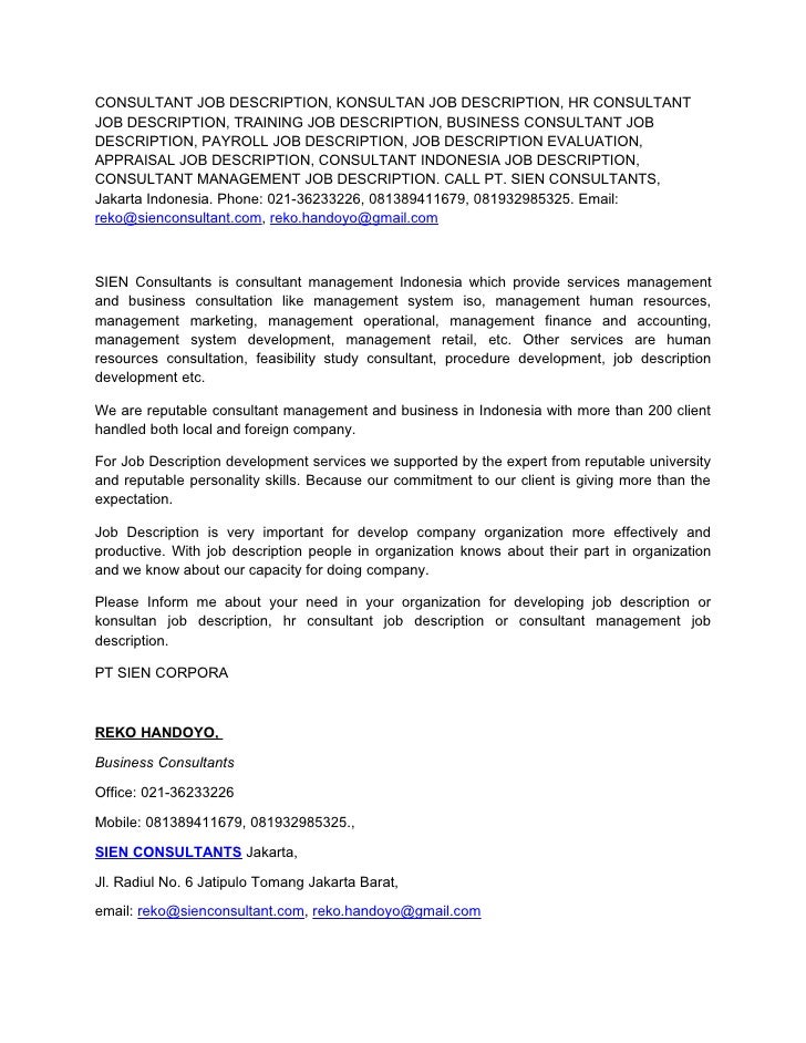 hr consultant job description