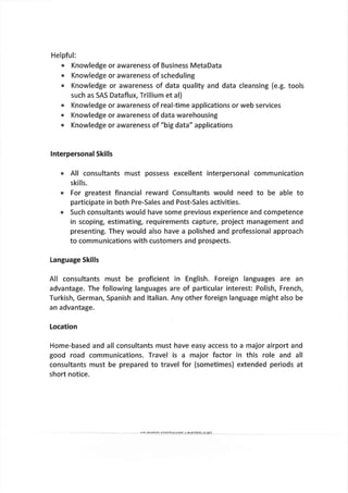 Consultant job spec - Opportunity for The