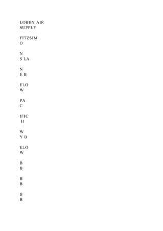 LOBBY AIR
SUPPLY
FITZSIM
O
N
S LA
N
E B
ELO
W
PA
C
IFIC
H
W
Y B
ELO
W
B
B
B
B
B
B
 