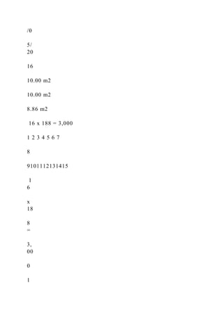 /0
5/
20
16
10.00 m2
10.00 m2
8.86 m2
16 x 188 = 3,000
1 2 3 4 5 6 7
8
9101112131415
1
6
x
18
8
=
3,
00
0
1
 