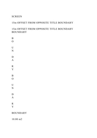SCREEN
15m OFFSET FROM OPPOSITE TITLE BOUNDARY
15m OFFSET FROM OPPOSITE TITLE BOUNDARY
BOUNDARY
B
O
U
N
D
A
R
Y
B
O
U
N
D
A
R
Y
BOUNDARY
10.00 m2
 