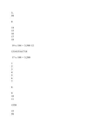 3,
50
0
14
15
16
17
18
19 x 184 = 3,500 12
131415161718
17 x 188 = 3,200
1
2
3
4
5
6
7
8
9
10
11
1550
15
50
 
