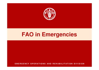 FAO in Emergencies



EMERGENCY OPERATIONS AND REHABILITATION DIVISION
 