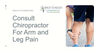 Consult
Chiropractor
For Arm and
Leg Pain
HEALTHY FOUNDATIONS
01
 