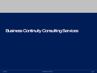 Business Continuity Consulting Services 