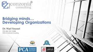 Dr. Wael Youssef
PhD, MBA, PMP, CLSSBB
CEO of ConZonia Consulting
Bridging minds…
Developing Organizations
 