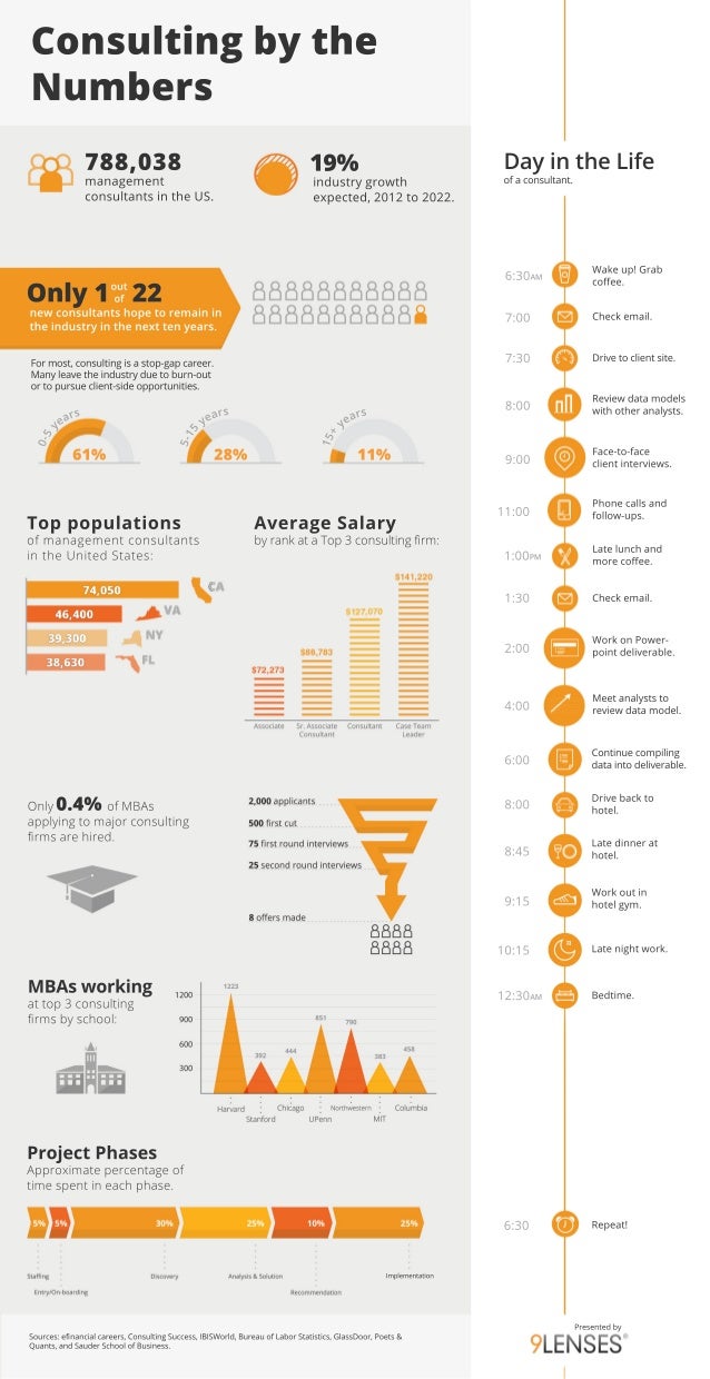 Consulting business statistics infographic