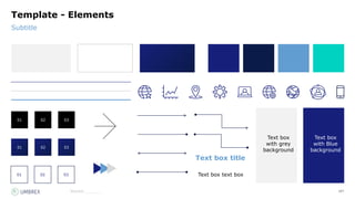 107
Source:_______
Subtitle
01 02 03
01 02 03
01 02 03
Template - Elements
Text box title
Text box text box
Text box
with grey
background
Text box
with Blue
background
 