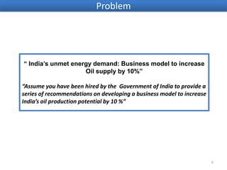  Energy demand in India expected to grow at a rate of 5.2% ProductionConsumption Importance of oil as a source of energy is still increasing