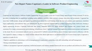 R & R Updates
IT Shades
Engage & Enable
New Report Names Cognizant a Leader in Software Product Engineering
For any querie...