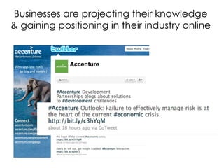 Businesses are projecting their knowledge & gaining positioning in their industry online 