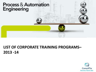 LIST OF CORPORATE TRAINING PROGRAMS–
2013 -14
 