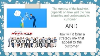 AND
How will it form a
strategy mix that
appeal to the
customer
 