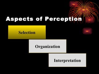 Aspects of Perception Selection Organization Interpretation 