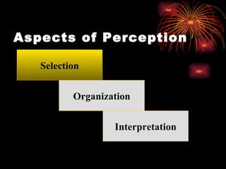 Aspects of Perception Selection Organization Interpretation 