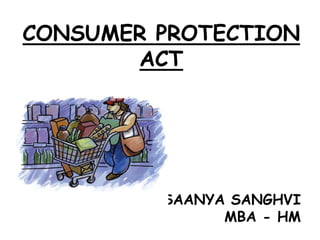 CONSUMER PROTECTION ACT SAANYA SANGHVI MBA - HM 
