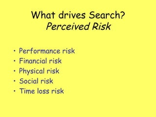 Driving Search…
Need MoreNeed More
InformationInformation
More RiskMore Risk
Less knowledgeLess knowledge
Less productLess...