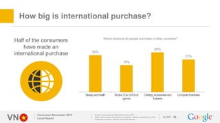 VN SLIDE
How big is international purchase?
Consumer Barometer 2015
Local Report 38
Half of the consumers
have made an
int...