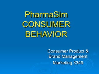 PharmaSim CONSUMER BEHAVIOR Consumer Product & Brand Management Marketing 3349 