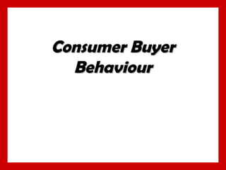 Consumer Buyer
  Behaviour
 