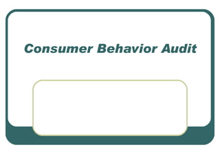 Consumer Behavior Audit 