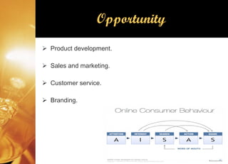 Opportunity Product development. Sales and marketing. Customer service. Branding. 