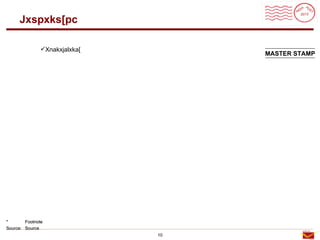 Roadmap

     Jxspxks[pc

               Xnakxjalxka[
                                    MASTER STAMP




*       Footnote
Source: Source
                               10
 