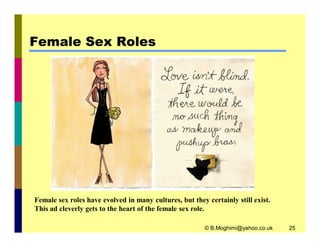 Female Sex Roles 
Female sex roles have evolved in many cultures, but they certainly still exist. 
This ad cleverly gets to the heart of the female sex role. 
© B.Moghimi@yahoo.co.uk 25 
 
