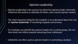 Consumer behavior-Group Dynamics,Reference group & opinion leadership ...