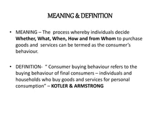 Consumer Visual Definitions Consumer behaviour | PPTX