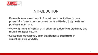 Consumer behaviour: Word of Mouth Communication | PPTX