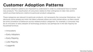 Customer Adoption Patterns
Innovators
Early Adopters
Early Majority
Late Majority
Laggards
Customer adoption patterns are ...