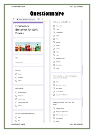Consumer behaviour for soft drinks | PDF