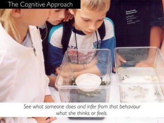 The Cognitive Approach




     See what someone does and infer from that behaviour
                  what she thinks or f...